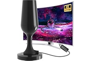 DTB TECH Antenne TV Intérieur Puissante TNT HD, 2023 Puissante Antenne TV Intérieur de Base magnétique puissante - 420km Réception Longue Portée à 360°, Compatible avec TV Portable 4K 1080P et Tous Les TV