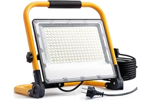 OUSIDE Reflektor Budowlany LED 200W ze Statywem i Kablem 4 M, Wodoszczelność IP66 Reflektor Roboczy, do Warsztatu, Konserwacji lub na Placu Budowy, 6500K Zimne Białe światło,20000 Lumenów