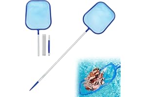 JJYHEHOT Pool Kescher, Poolreinigung Kescher Feinmaschig mit 120 cm Aluminium Teleskopstange, Skimmer Pool Kescher für Schwimmbad, Gartenteich, Aquarium, Spa
