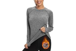 Soneven Camiseta Manga Larga Mujer Running Deporte Camisetas Térmica Elásticos Ropa Deportivo de Running Fitness Otoño Invierno