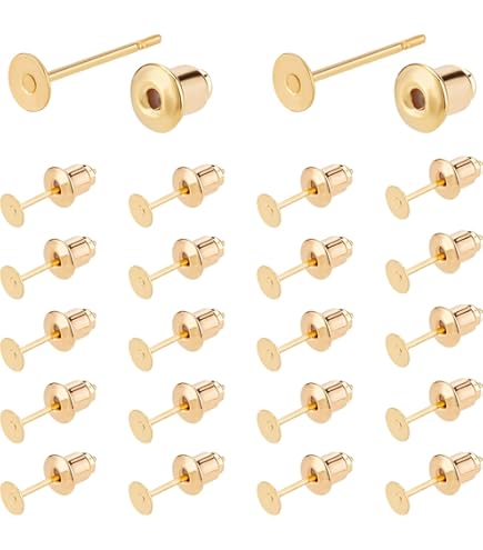 42 Orecchini A Perno Con Dadi | 3 Colori Acciaio Inossidabile | Piastre Piatte 12mm