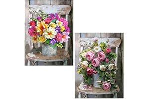 Wenfdrtr 2 Pack Diamond Painting Kits Flower-Flower Diamond Art Kit for Adults,DIY Flower Gem Art Kits for Adults,5D Gem Painting Flower with Round Diamond Perfect for Home Wall Decor(30 * 40cm)