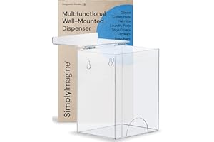 SimplyImagine Dispenser for Hairnets, Emesis Bags, Beard Nets and Covers, Gloves, Earplugs, Shoe Covers, Safety Glasses and Goggles - Acrylic Holder Standing or Wall Mount for Container Storage