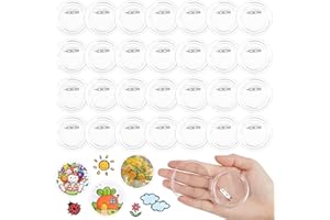AKONE Buttons Selber Machen Ohne Buttonmaschine, 30 Stück Transparente Acryl Ansteckbuttons Set, 60mm Knöpf Buttons Anstecker mit Sicherheitsnadel, Acryl Button Pins Abzeichen für Foto Bild Kleidung