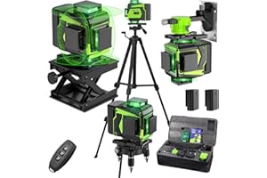 TDYON Niveau Laser Chantier Autonivelant 360° x 4 Avec trépied, Lazer Niveaux 4D 16 Lignes Laser, Mode Impulsion ExtéRieur, 2 x Batterie, Nivellement Automatique, Support Rotatif, Télécommande