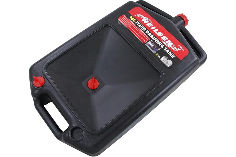 Neilsen CT2484 Oil Drain Pan - 10 Litre Fluid Draining Tank | Suitable for Oil or Water | Concave Drain Surface | Large Spout | Screw Cap | Moulded Handles