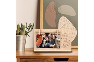 SAQUITOMAGICO Cornice portafoto con mollette in legno per amici. Regali per amiche. Regalo di compleanno. Cornice album foto (tesoro)