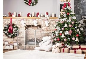 AIIKES 7x5FT Weihnachtsfotografie Hintergrund Weihnachtskamin Hintergrund Weihnachtsfeier Dekoration Hintergrund 10-302