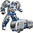Tcvents Transforming Robot Toy Car for Boys 2-7 Years Transforming Toy Cars, Friction Booster Car Toys Robot, Birthday Gift for Boys and Girls, Blue