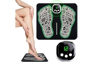 TRAVEL PACKAGING CUBE EMS Foot Massager - Folding Portable Electric Massage Mat, Electronic Muscle Stimulatior Feet Massage Promoting Blood Circulation Muscle Pain Relief (Matt Black)