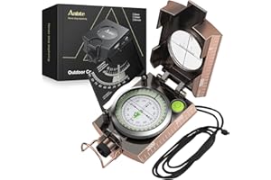 Anbte Compass Hiking, IP65 Waterproof Metal Compass with Sighting Clinometer and Carry Bag, Multifunctional, lightweight, for Camping Hunting Hiking Navigation
