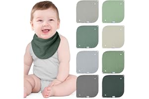 LULU MOON lulumoon Lätzchen Baby Absorbierende Dreieckstuch, Musselin Halstuch Baby mit Verstellbares Druckknopf, Weiche Sabberlätzchen für Junge und Mädchen, Unisex, 8 Stück (Ozean)