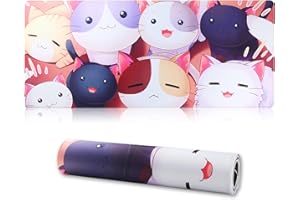 Jahosin Alfombrilla de ratón para Juegos Bordes cosidos, Alfombrilla de ratón extendida [70x30cm] con Base de Goma Natural Antideslizante para jugadores/escritorio/oficina/hogar-70x30 Cat