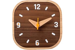 Maxspace Wooden Table Clock - 5.3inSilent Non-Ticking Small Black Walnut Desk Clock, Cute Decorative Clock Suitable for Living Room/Bedroom/Bedside/Desk (Arabic)