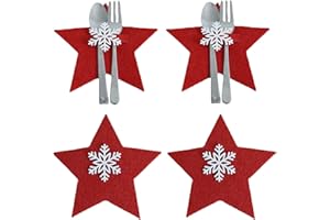 UMIKK 20 portaposate per albero di Natale, portaposate natalizio, rosso e grigio, a cinque punte, rettangolo a stella