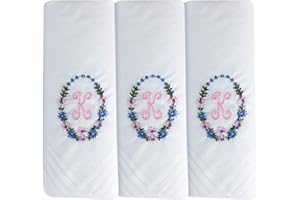 Surf the Shop Womens Handkerchiefs 100% Cotton Initial Letter Boxed 3 Pack