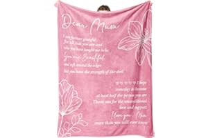 Gowelly Mum Gifts, Mothers Day Presents for Mum from Daughter Son, Pink Blanket with Letter & Floral Print, Mum Birthday Gifts, Soft Throw Blankets 50 x 60 IN