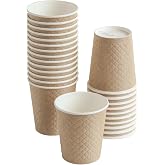 CUPTOYOU 25 adet kraft &ccedil;ift duvarlı kahve bardağı 8 oz, k&uuml;&ccedil;&uuml;k kağıt &ccedil;ay bardakları 250 ml, soğuk ve sıcak i&ccedil;ecekler, Waffle K