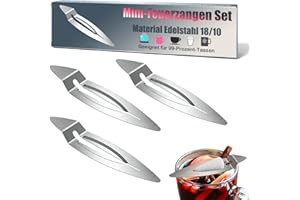 Fox·Bunny Mini Feuerzangenbowle Set, 3 Mini-Zuckerzangen für Feuerzangenbowle, 18/10 Edelstahl, Silber, 3.5 x 14.5 cm