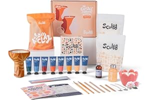 Sculpd Candle Making & Pottery Kit - Complete 2 Person Art Set: Includes Air Dry Clay, Soy Wax, Fragrance & Tools - DIY Arts Crafts Gift for Adults, Teens, Men & Women Candles Crafting (Peony Rose)