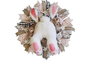 NCQIFEI Ostertür Dekorationen Hasen Hintern und Ohren Kranz, Osterkranz Osterei Dekorative Künstliche Blumen Kränze Girlande Wandkranz Türkranz Osterdeko für Hochzeit Tür Wand Fenster Deko (C, One Size)