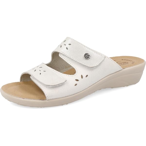 Fly Flot Ciabatte Donna Estate In Vera Pelle Con Fibbia Regolabile - Made In Italy 77G652c - Larga - 3