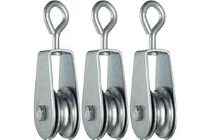 KCNOFNC 3 poleas pequeñas de acero con rodamiento de bolas, polea para cuerdas de 1-6 mm, acero galvanizado