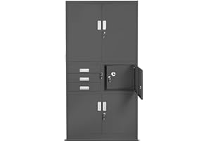 Jan Nowak Armadio da Ufficio C018S II Armadietto Archivio in Metallo con cassaforte 3 cassetti vano segreto Verniciato a polvere Chiudibile 185 cm x 90 cm x 40 cm (Antracite)