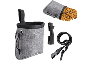 Aililong Borsa per il cibo per cani (grigio) multifunzione per cani con dispenser di sacchetti, impermeabile per addestramento dei cani