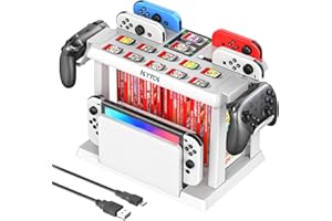 Kytok Switch Spiele Aufbewahrung mit Switch Controller Ladestation, Switch Ladestation für Switch/OLED Joycons, Switch Aufbewahrung für Switch Spiele, TV-Dock, Pro-Controller, Switch Zubehör.Weiß