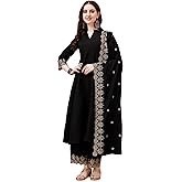 Granthva Fab Kurta Set for Women Silk Embroidered Anarkali Kurta Set for Women with Palazzos and Dupatta