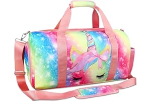 RHCPFOVR Sac de Sport pour Filles,Licorne Sac de Voyage de Nuit Sac de Transport pour Gym Sport Danse avec Compartiment à Chaussures et Poche Humide