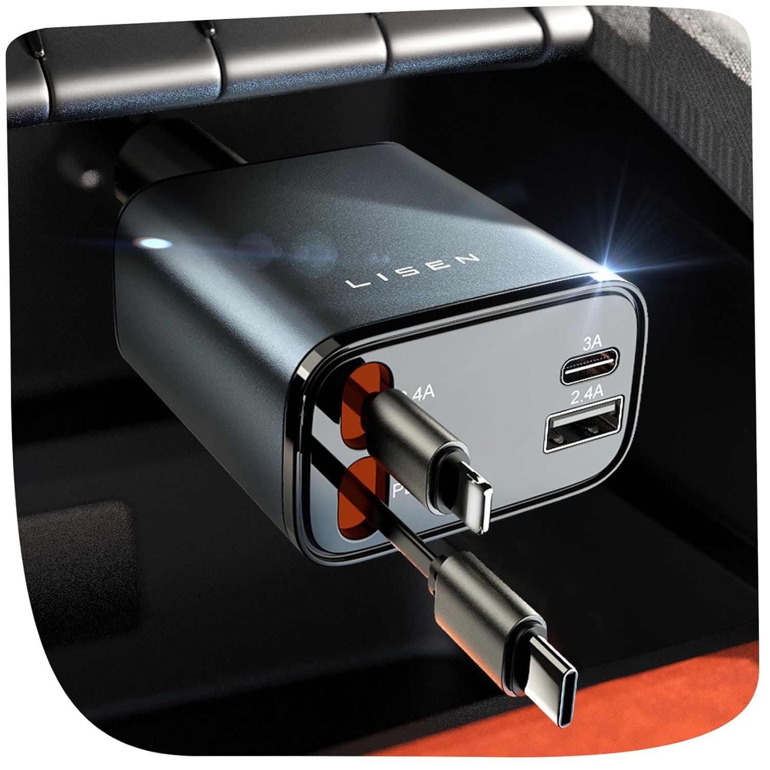 LISEN 84W Zigarettenanzünder USB C Einziehbares Auto Ladegerät Adapter | 2026 Personalisierte Geschenke für Männer Frauen, Auto Zubehör Innenraum Organizer Camping Gadgets für iPhone & Android