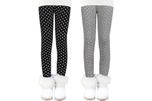 Auranso Thermo Leggings Mädchen Kinder Warme Gefüttert Leggings Winter Thermohose 2er Pack