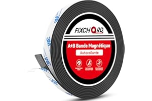 FIXCHORD Bande Magnetique Adhesive, Bande Magnétique Autocollante, Bande Magnetique, Bande Aimantée Adhésive pour Moustiquaires, Rideaux de Fenêtre, DIY & Plus (4m*15mm)