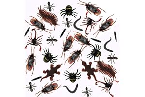 MAKFORT 100Pcs réalistes Insectes en Plastique Falsiques cafards, araignées, Scorpions, Fourmis, Geckos, Mille-Pattes et vers à la fête d'halloween