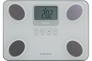 TANITA BC-731 Moniteur de Composition Corporelle Compact en Verre à Innerscan Écran LCD Facile à Lire 10 Mesures Blanc
