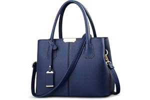 DORRISO Women Handbags Fashion Ladies Top Handle Bag Large Capacity Tote Bag Cute Ornaments Travel Leisure PU Leather Shoulder Bag Blue
