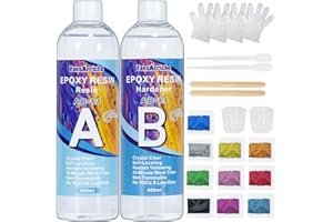 FansArriche Resina Epoxi Transparente 800ml, para Fundición y Revestimiento - Proporción 1: 1 de Resina 2 Componentes para Tableros de Madera, Artesanía, creación de joyas