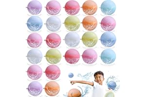 CARASTEK Globos de Agua Reutilizables, 24 Piezas Globos de Agua Verano Splash Fun Bolas de Agua Llenado Rápido para Niños y Adultos, Juguetes de Verano Aptos para Exteriores Piscina Playa y Fiestas Acuáticas