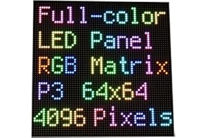 COOLWELL RGB Full-Color LED Matrix Panel for Raspberry Pi and Ardui, 3mm Pitch, 64×64, 4096 Individual RGB LEDs, Brightness Adjustable