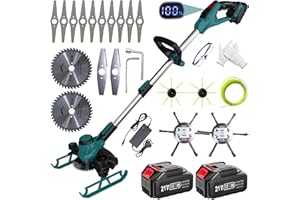 Fiutazge Decespugliatore a Batteria, Tagliaerba a Batteria 5 IN 1, con 2 Batterie 3,0 Ah e Spazzola per Erbacce, Telescopico, Rotazione di 90°, per Tagliaerba e Cespugli