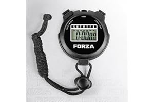 FORZA Stopwatch | Multi-Functional Sports Stopwatch Timer for Coaches, Athletes and Schools with Water-Resistant, Easy-to-Read Display - Choose Your Colour! (Black, Pack of 1)