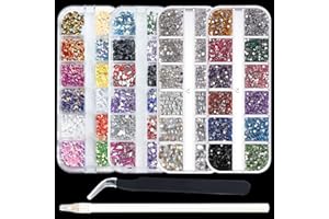 Lofuanna Strass unghie-4 Scatole Nail Art Strass Kit Strass colorati unghiestrass di cristallo per unghie-con 1 pinzetta e 1 penna kit unghie decorazioni unghie