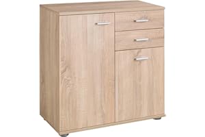 Home4You Kommode mit 2 Türen und 2 Schubladen - Eiche Sonoma - 71 cm breit - Sideboard Mehrzweckschrank