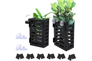 Shengxi2 Stück Aquarium Pflanzenhalter mit Haken und Saugnäpfen Hängende Aquarienpflanze Tassen mit Loch Wasser-Pflanzgefäße für Aquarium-Dekorationen Aquaponik-Pflanzenzucht