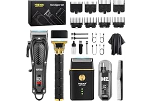 HIENA PRO Tagliacapelli Uomo Professionale, Macchinetta per Capelli Senza Fili, Regolabarba, Rasoio a Lamina, Tagliapeli Naso, Kit Completo per Rasatura e Taglio di Capelli Elettrico