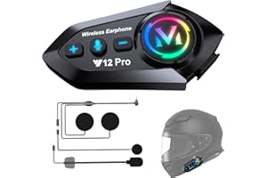 GREATZER Intercom Moto Bluetooth 5.4 Kit Casque Moto Double-Puce Audio-Multitâche Motocyclette Communication Systèmes,500M Système de Communication Entre 2 Motards IP56 Étanche Compatible Tous les casques