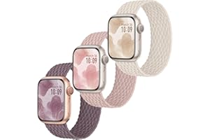 Raradev 3 Stück Geflochten Armband Kompatibel mit Apple Watch Armband 41mm 40mm 38mm, Elastisch Nylon Band Solo Loop Sport Armbänder für iWatch Series 9 8 7 6 5 4 3 2 1 SE, S 132mm