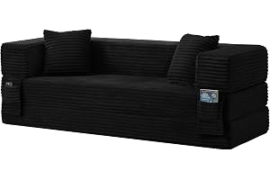 HAINEW Bäddsoffa 3-sitsig soffa med sovfunktion och förvaringsväska, bäddsoffa, golvsoffa, boneless soffa för lägenhet och va